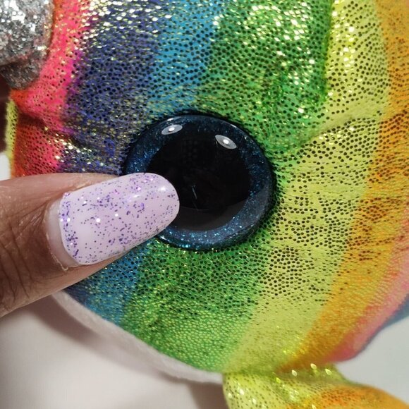 Ty Beanie Boos Nori Narwhal Whale Rainbow Fish Plush Stuffed Animal 2019 - Picture 7 of 7